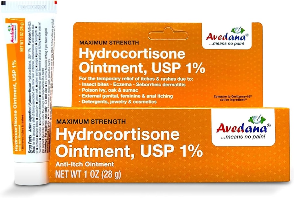 Hydrocortisone Ointment | 1oz Hydrocortisone Ointment with 1 Percent USP – Maximum Strength Cortisone Ointment | Fast Relief Anti Itch Ointment | Soothing and Calming Waterproof Formula