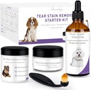 Dog Tear Stain Remover Starter Kit, with Witch Hazel Extract, Remove Tear Stains, Discharge & Mucus, includes Stain Solution, Applicator Wipes, Stain Powder & Brush, Lasts 30-45 Days