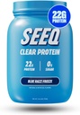 SEEQ Clear Protein Powder - Blue Razz Freeze - 25 Servings - 22g Clear Whey Protein Isolate - Zero Sugar - 0g Lactose - Allergen Friendly - GLP1 Support - Bone Health - Muscle Post Workout Recovery