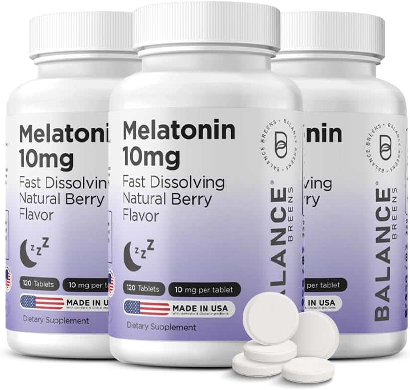 Balancebreens Melatonin 10mg Fast-Dissolve, 120 Tablets – Natural Sleep Aid for Restful Nights, Drug-Free Support for Relaxation and Tranquility