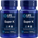 Life Extension Super K, Vitamin K1, Vitamin K2 mk-7, Vitamin K2 mk-4, Vitamin C, Bone/Heart/arterial Health, 3-Month Supply, Gluten-Free, 1 Daily, Non-GMO, 90 softgels (Pack of 2)