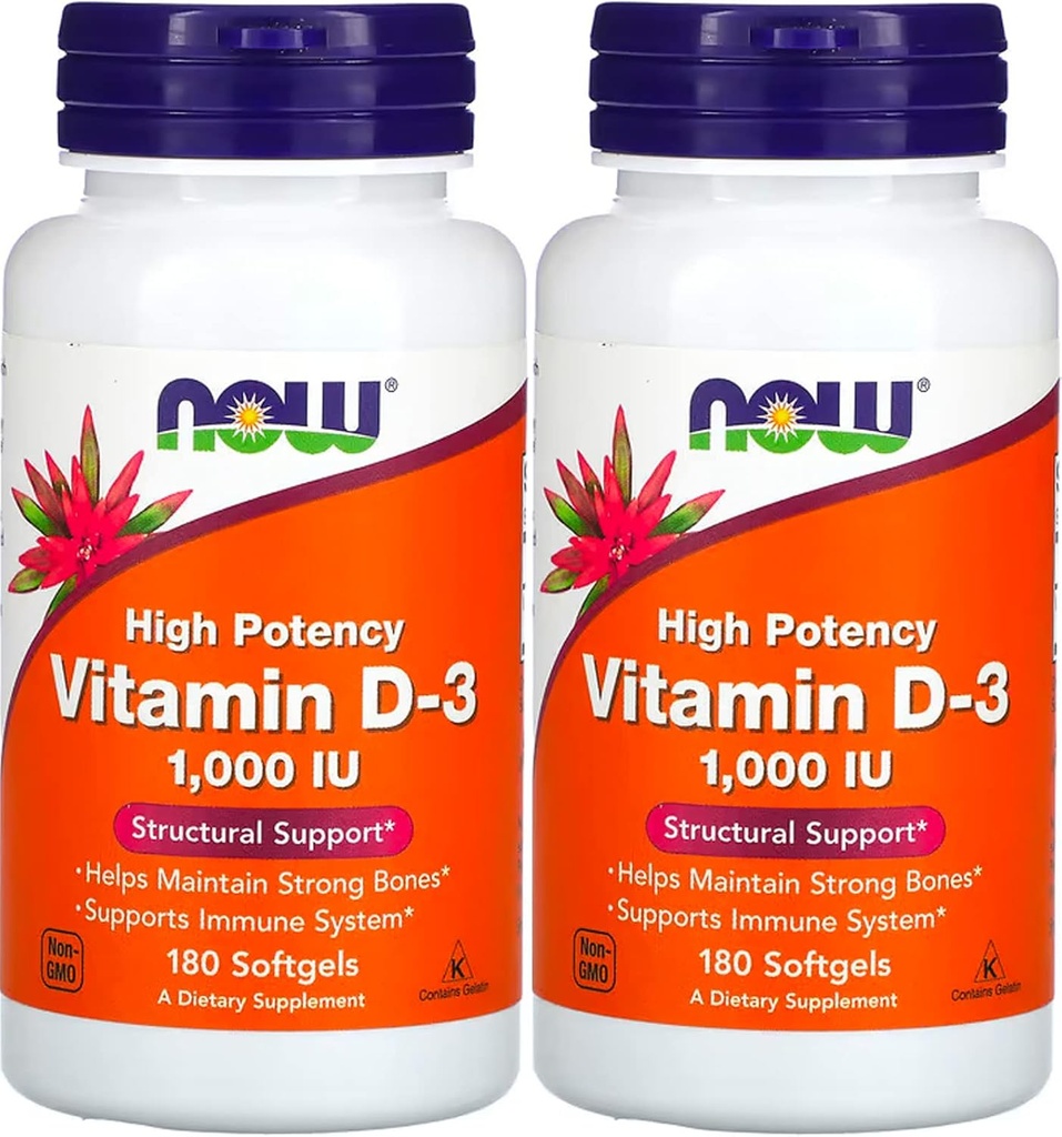 Now Foods - Vitamin D3-1000iu (180 softgels) 2 PACK