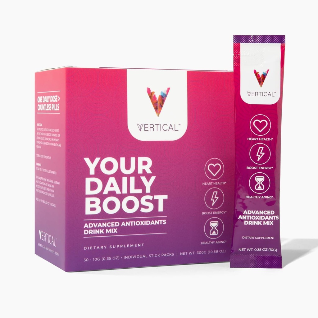 VERTICAL Nitric Oxide Powder Sticks - Supplement for Enhanced Energy, Focus, and Daily Wellness - L-Arginine, CoQ10, Alpha Lipoic Acid, 30 Single Serving Sticks