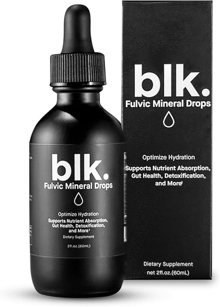 blk. PH 8+ Natural Mineral Alkaline Water Drops Electrolyte Infused with Fulvic and Amino Acids, Zero Sugar, 2oz.