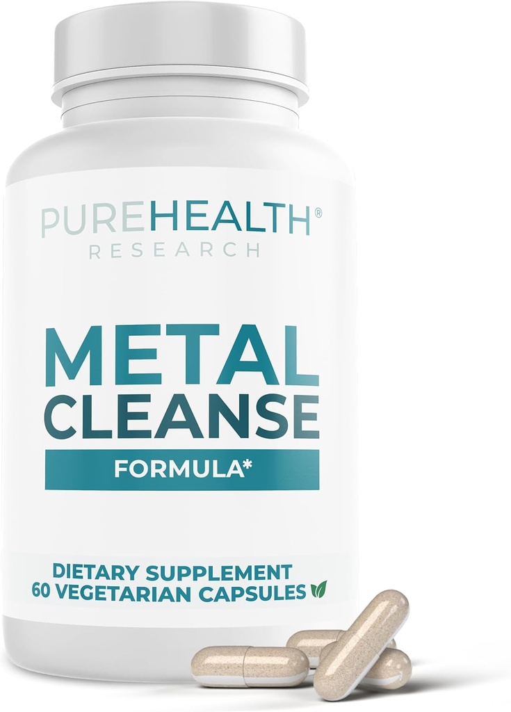PUREHEALTH RESEARCH Natural Heavy Metal Flushing Supplements - Protecting from Toxic Metal Pollution - Lead, Mercury, Arsenic, Cadmium Cleanse - 60 Capsules