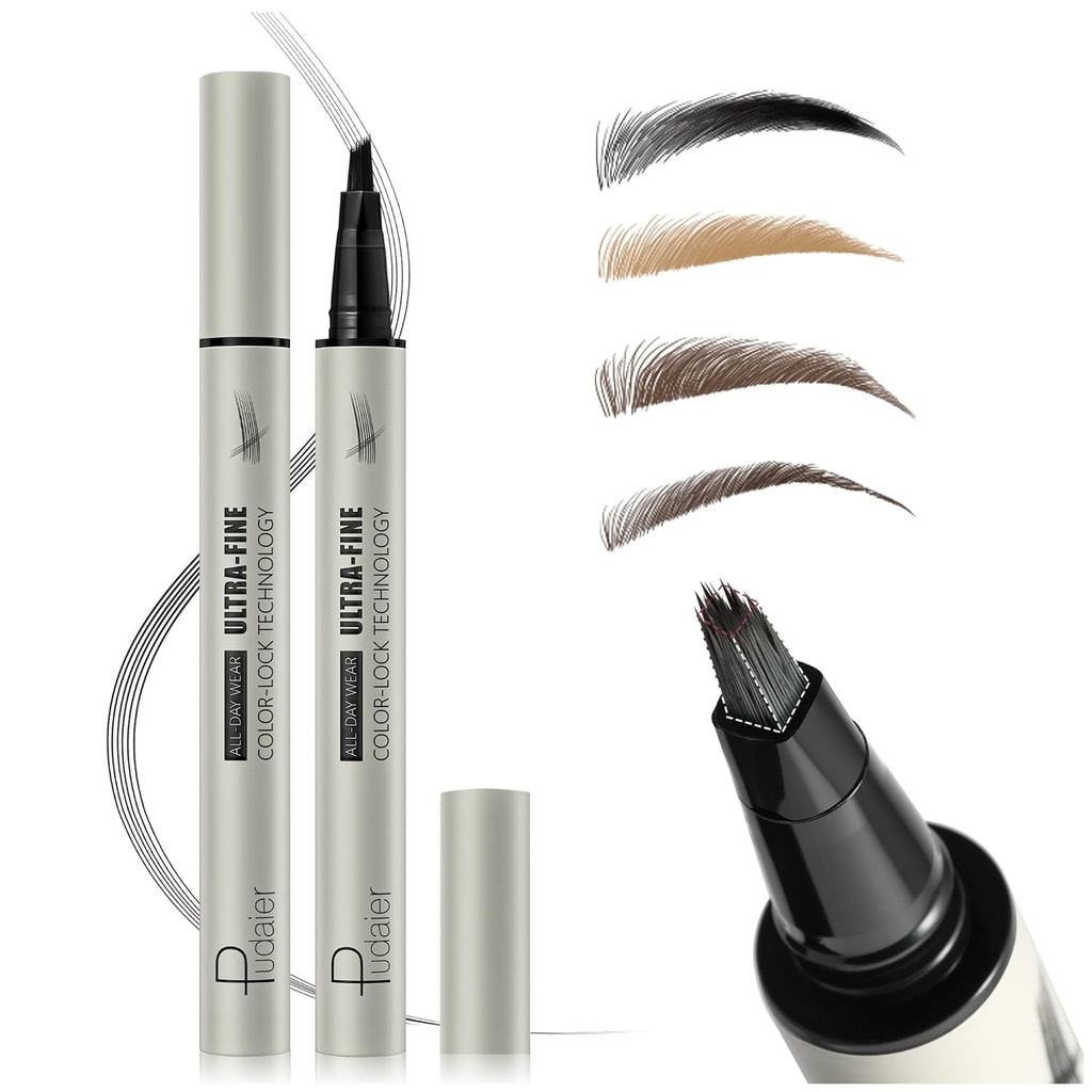 Microblading Eyebrow Pencil, Liquid Magical Multi-Tip Eyebrow Pencils for Women, Waterproof Eyebrow Pen for Natural Brow, Long Lasting Eyebrow Dye with Hair Like Strokes Brows Makeup Pen