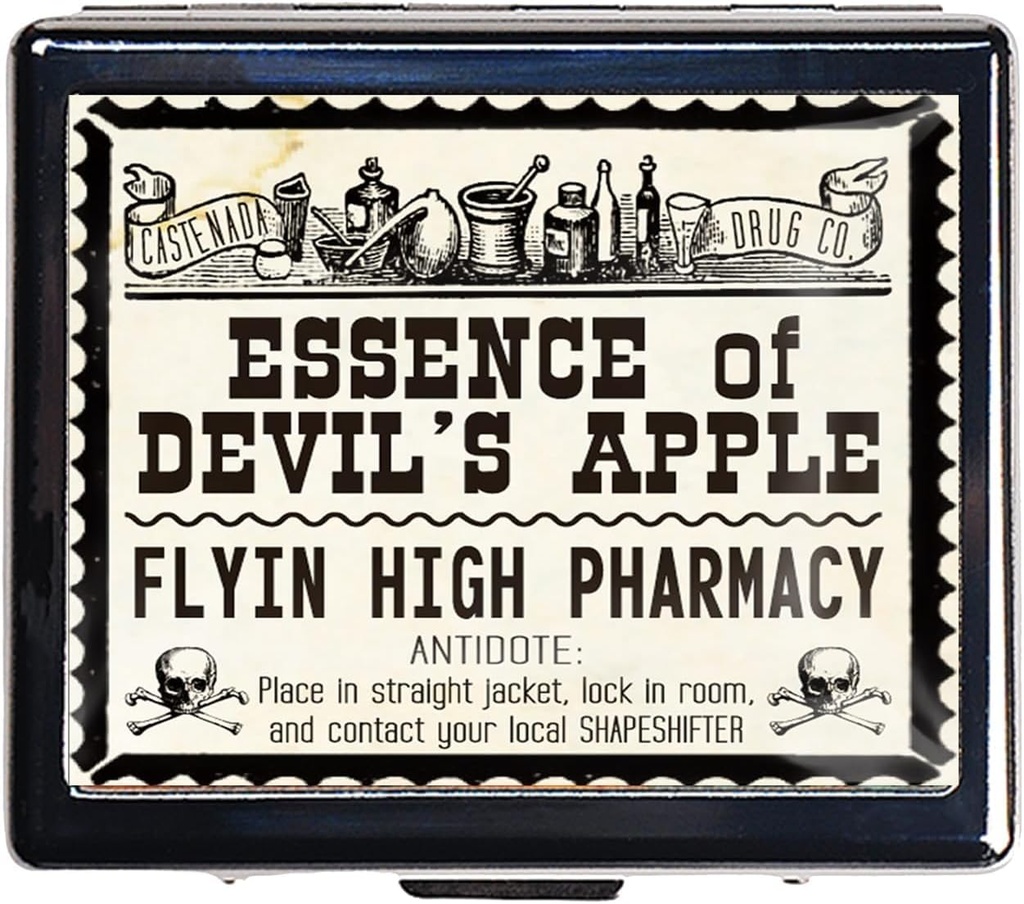 7 Days Chromed Shiny Silver Pill Organizer with Mirror Inside Has 8 Separate Compartments Rectangle 7 Days Pill Box Pill Case (Essence of Devil's Apple)