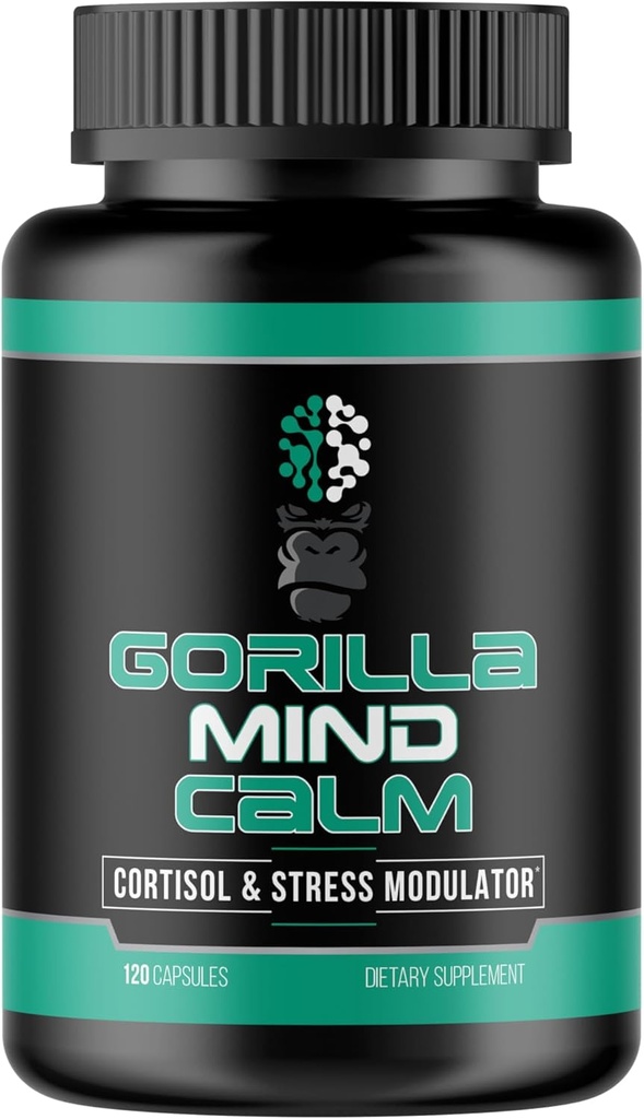 Gorilla Mind Calm (120 Capsules) - Potent Relaxation & Stress Reduction | Cortisol & Stress Modulator | Enhanced Recovery