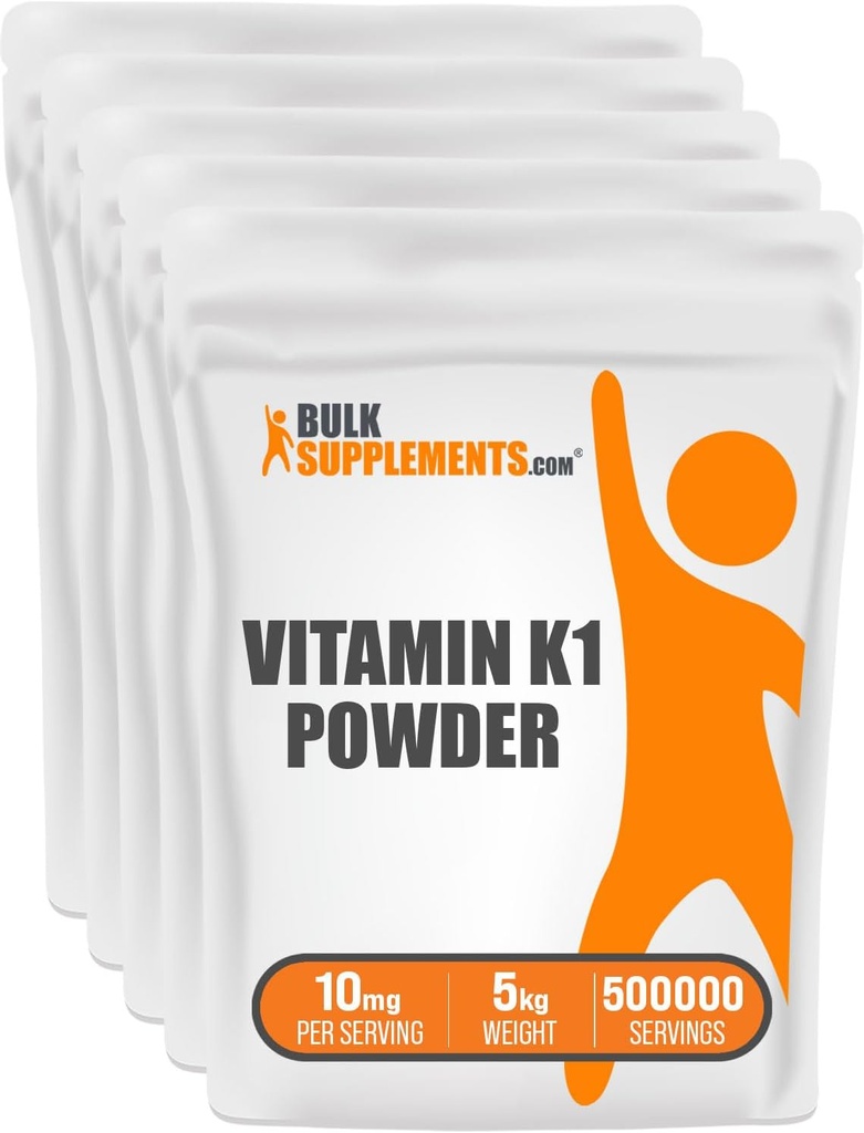 BulkSupplements.com Vitamin K1 Powder - Vitamin K1 Supplement for Bone and Heart Health Support - Gluten Free, 10mg per Serving, 1kg (2.2 lbs) (Pack of 1)