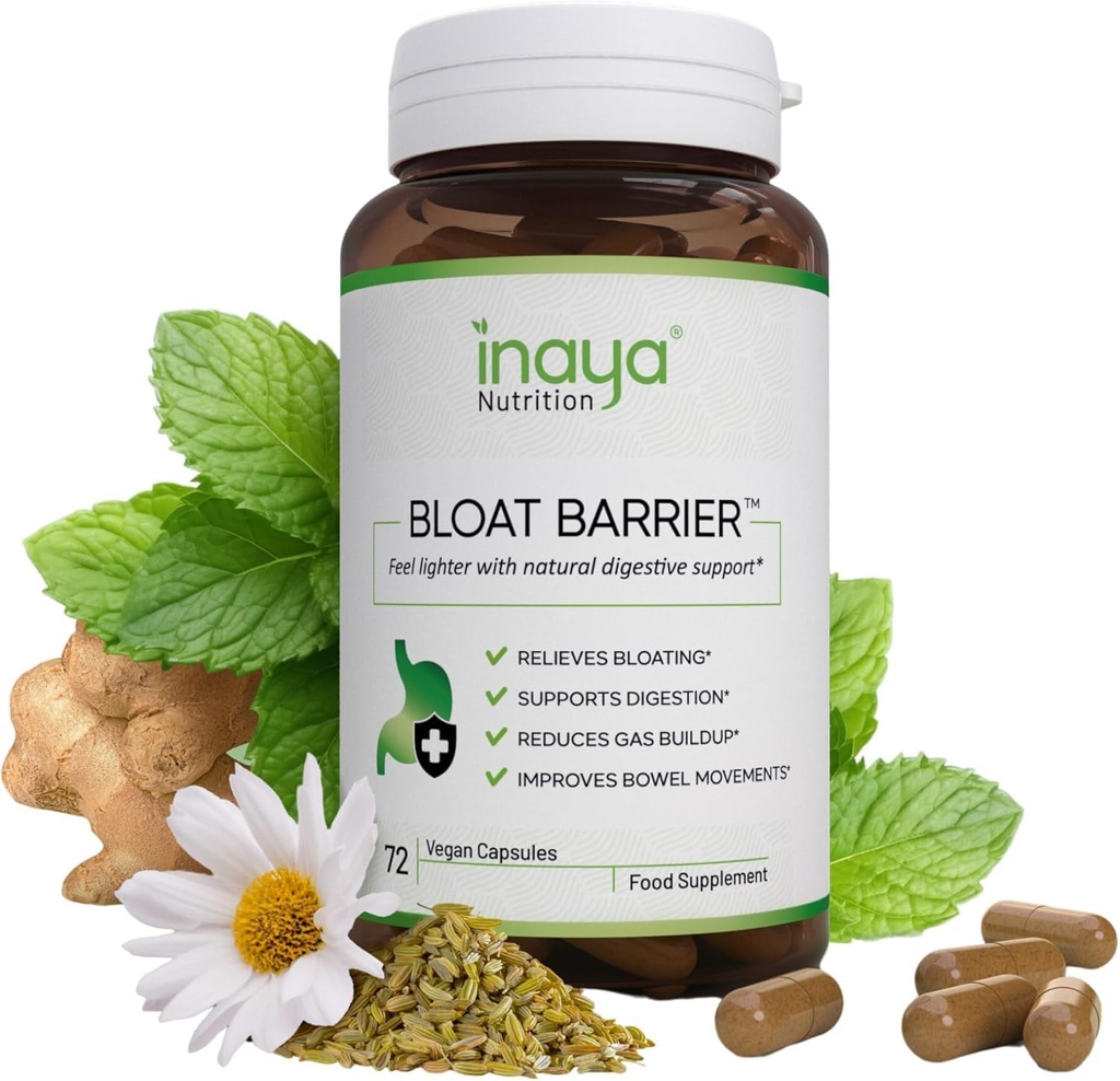 BloatBarrier 72 Capsules - Natural Digestion and Bloating Supplement for Stomach Bloating Relief, Gas Reduction, and Improved Bowel Movements – Vegan, Gut Health Supplements