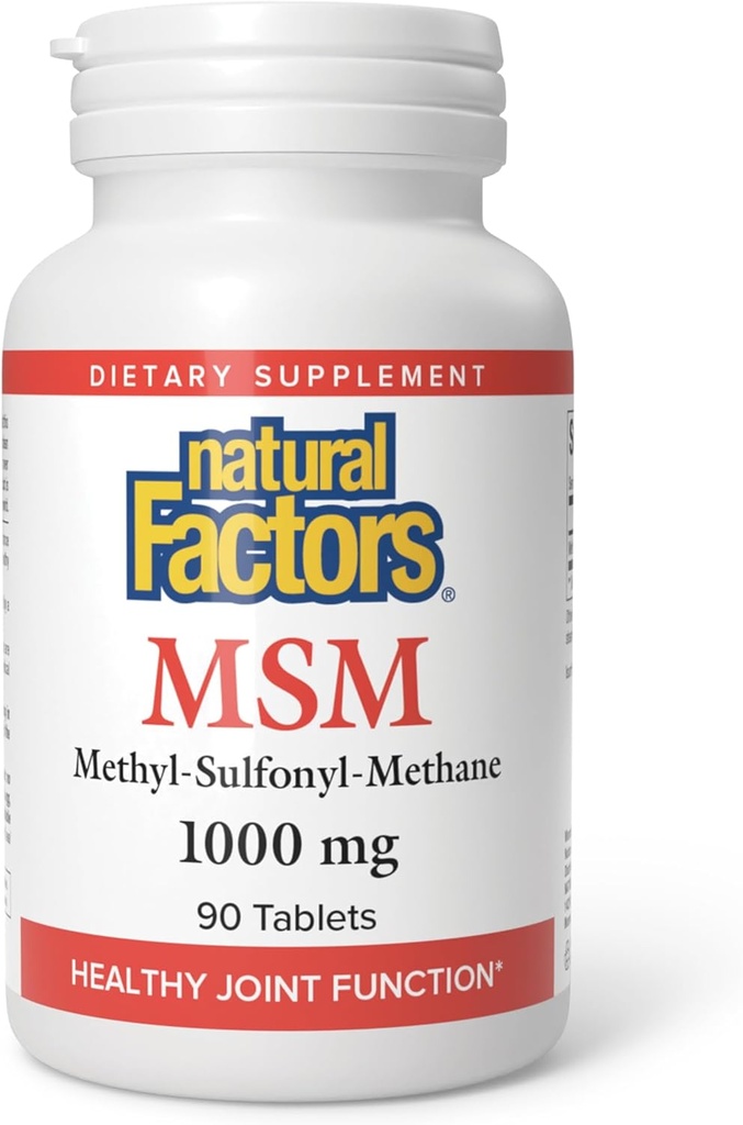 Natural Factors, MSM 1000 mg, Supports Healthy Joints, Hair, Skin and Nails, 90 capsules (90 servings)