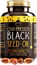 Maju Superfoods Black Seed Oil Capsules - Cold Pressed, 2% Thymoquinone, 100% Turkish Black Cumin Nigella Sativa Seed Oil, Liquid Pure Blackseed 60 Count, 500mg per Capsule