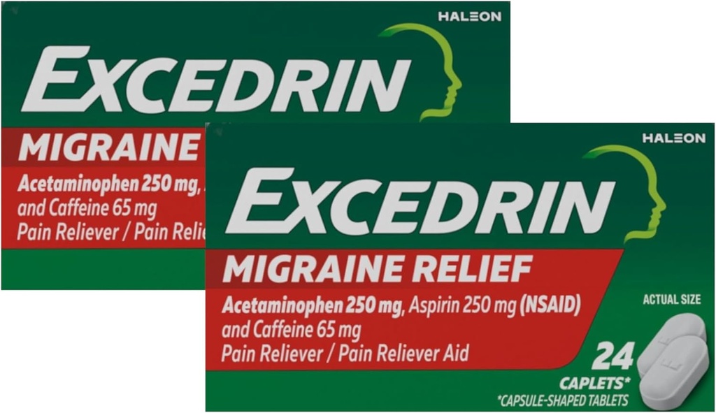 Excedrin Migraine Pain Reliever Caplets 24 ea (Pack of 2)