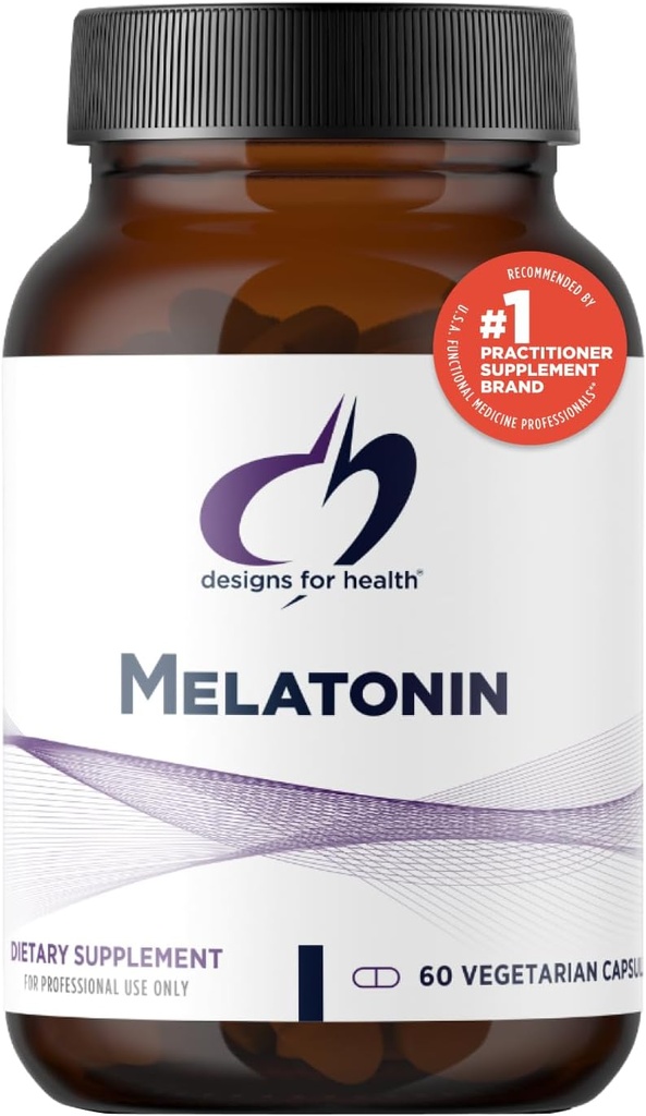 Designs for Health Melatonin 3mg - for Adults - Vegetarian + Non-GMO (60 Capsules)