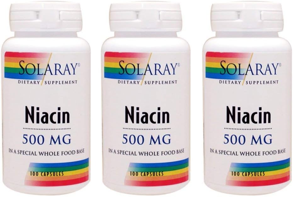 Niacin 500mg Solaray 100 VegCaps (3 Pack)