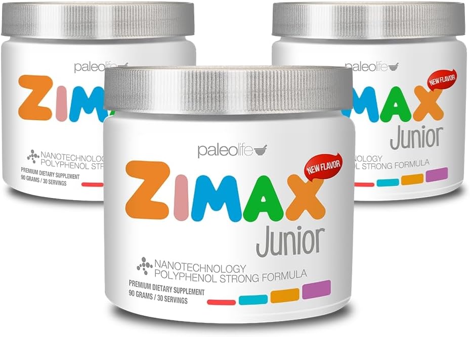 ZIMAX Junior Super ANTIOXIDANT for Children and Adolescents Between 4 and 16 Years - 100% Natural with Vitamin c, Magnesium, and Vitamin d3 - High Absorption Curcumin, Ginger + Minerals