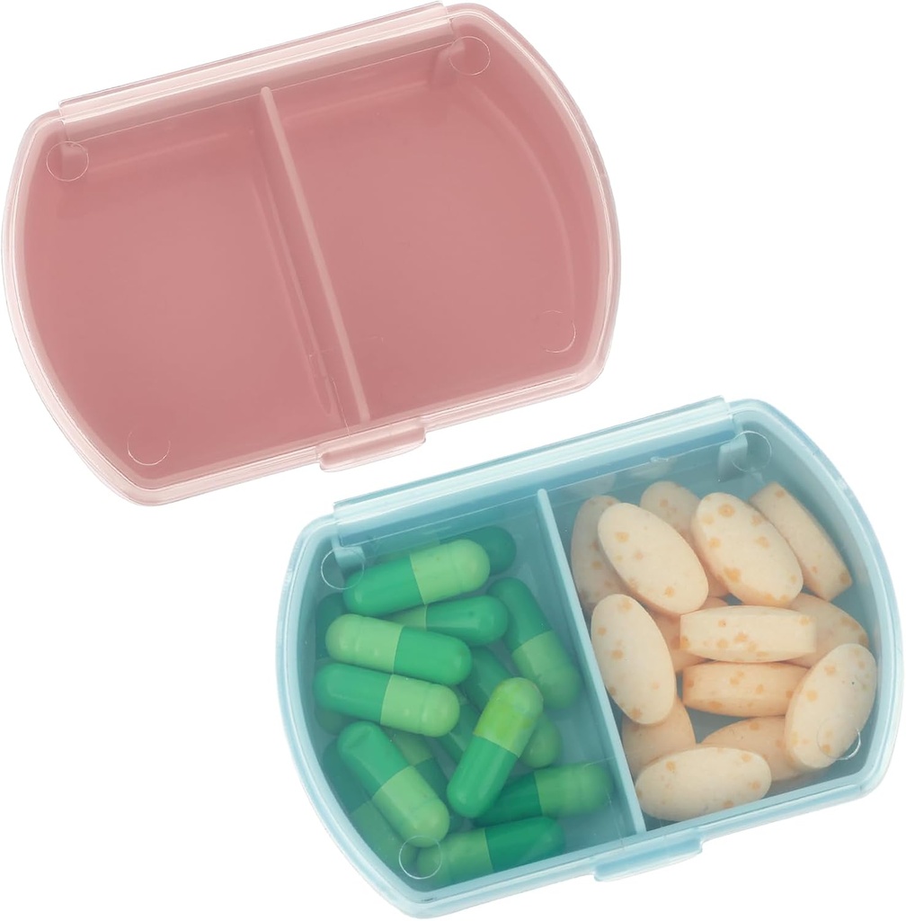 Sibba Pill Organizer Box Case 2 PCS Waterproof Travel Medicines Container Purse Essentials Small Cute Fish Oil Holder Supplements Mini Pillbox Dispenser Reminder Portable Pocket Pouch Accessories