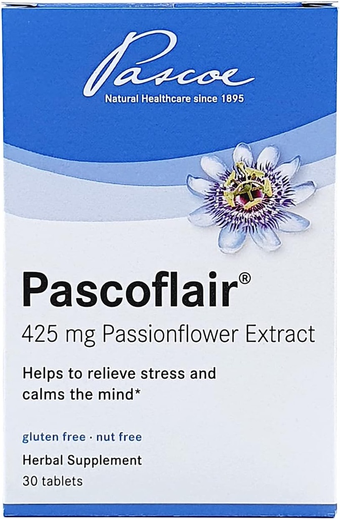 Pascoflair - Herbal Sleep Aid to Help Relieve Restlessness & Nervousness, Calms The Mind to Help Support Healthy & Restful Sleep – 425 Mg of Passionflower Extract Per Tablet (30 Tablets)