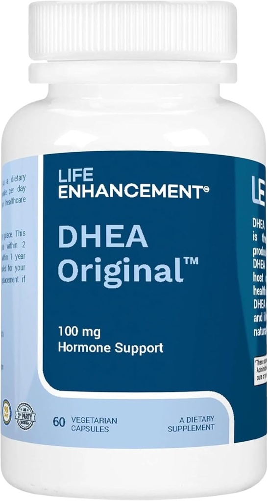 Life Enhancement DHEA Original - 100 mg DHEA Supplement with 10 mg Vitamin C- 60 Servings