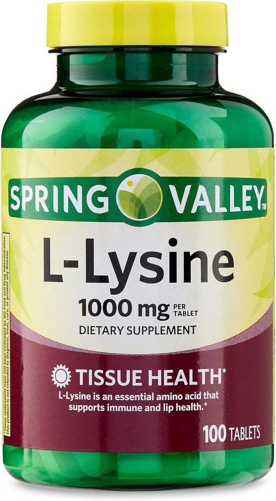 L-Lysine 1000mg Tablets – Lysine Supplement for Skin, Immune, and Collagen Support – Essential Amino Acid, 100 Count, Gluten-Free for Daily Wellness