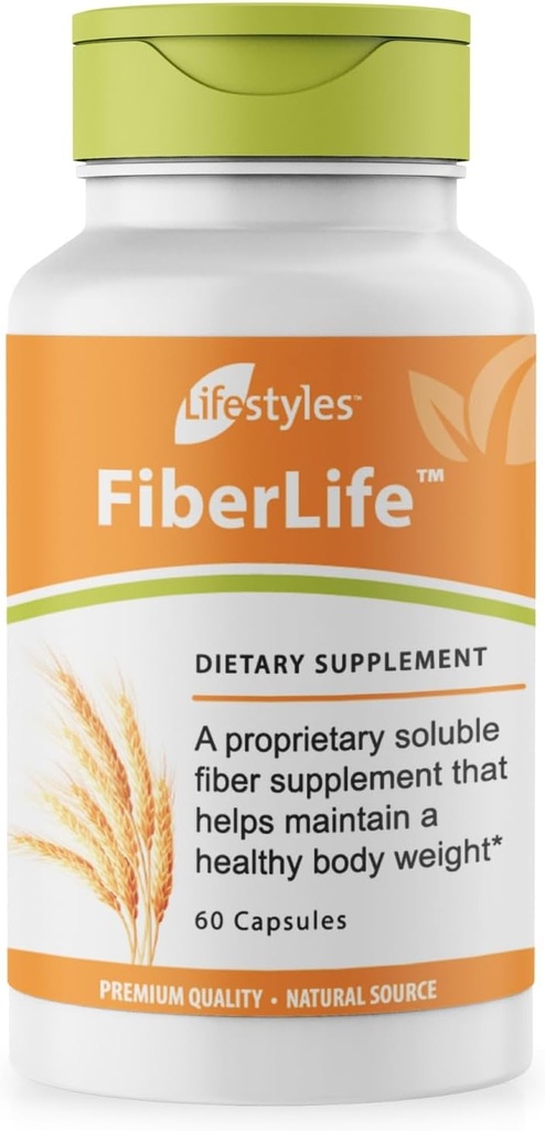 Lifestyles FiberLife Supplement – Soluble Fiber for Digestive Health & Cholesterol Support with Konjac, Guar Gum, Xanthan Gum, and Cinnamon – Made in Canada – 60 Capsules (60 Capsules (Pack of 1))