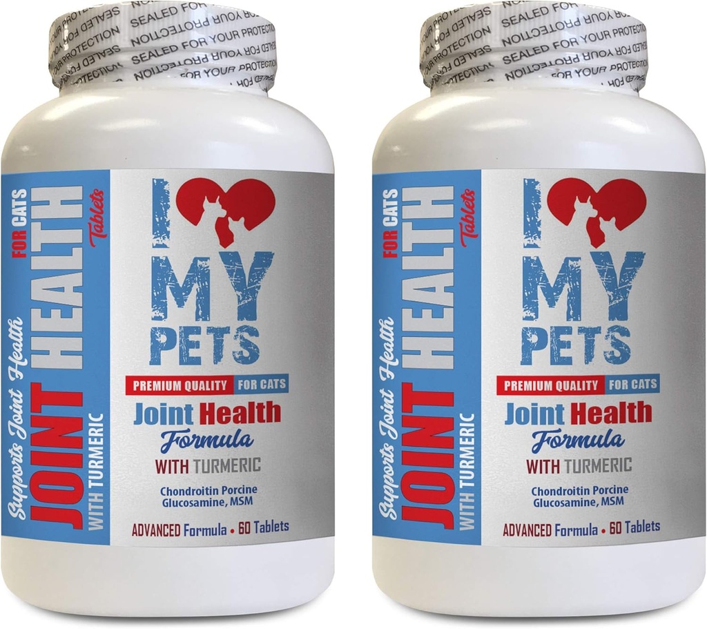 I LOVE MY PETS LLC Joint Supplements for Cats - Cats Joint Health with Turmeric - Powerful Formula - VETS Choice - Calcium Supplement for Cats - 2 Bottles (120 Treats)