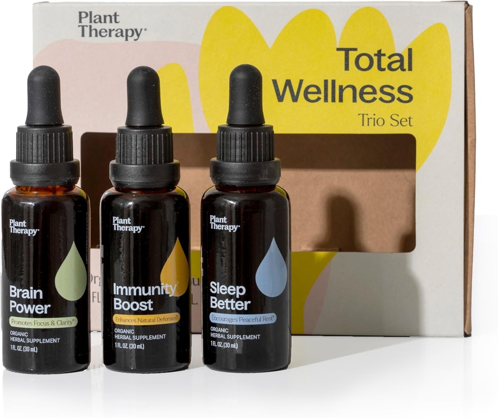 Plant Therapy Total Wellness Trio Set 30 mL Each of Immunity Boost, Brain Power & Sleep Better