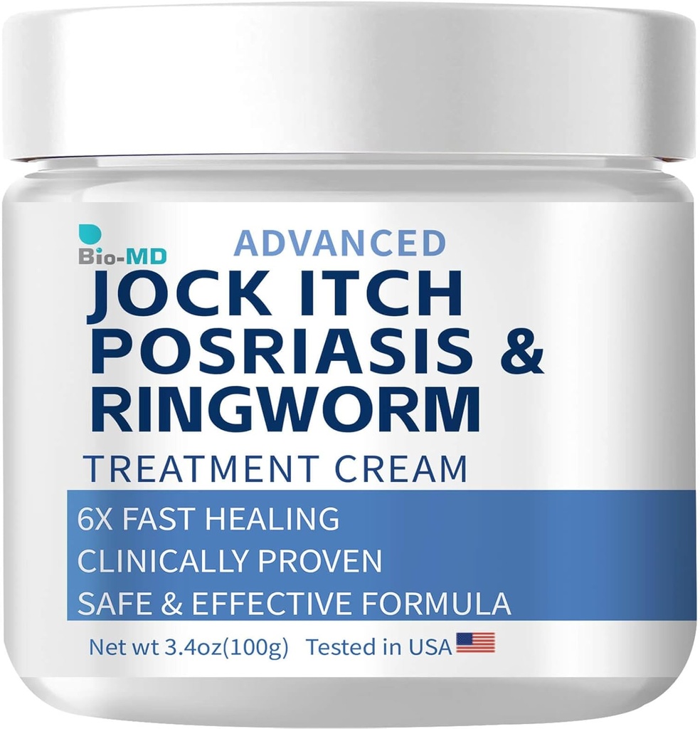 Bio-MD Jock Itch Cream, Jock Itch Cream Extra Strength for Men & Women, Psoriasis Cream, Ringworm Treatment for Humans, Itch Cream - Powerful & Fast Relief