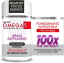 CLINICALLY PROVEN (2-Month Supply) BRAIN SUPPLEMENTS WITH ANTI AGING, Memory Pills, Omega 5 Pomegranate Supplement, 1 bottles 120ct