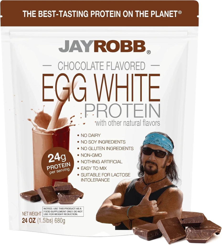 JAYROBB Chocolate Egg White Protein 24 oz, 1.5 Pound Bag