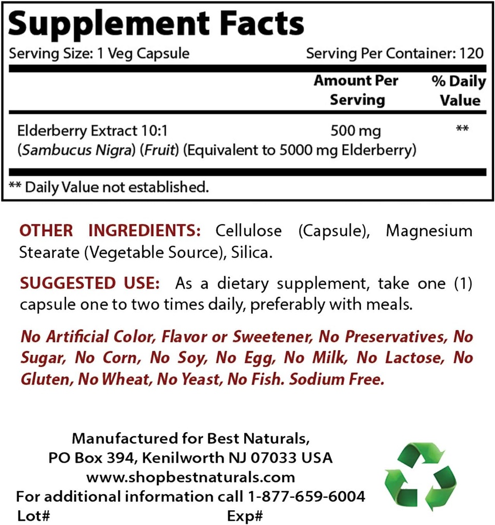Best Naturals Elderberry 5000 mg & Ginkgo Biloba 120 mg