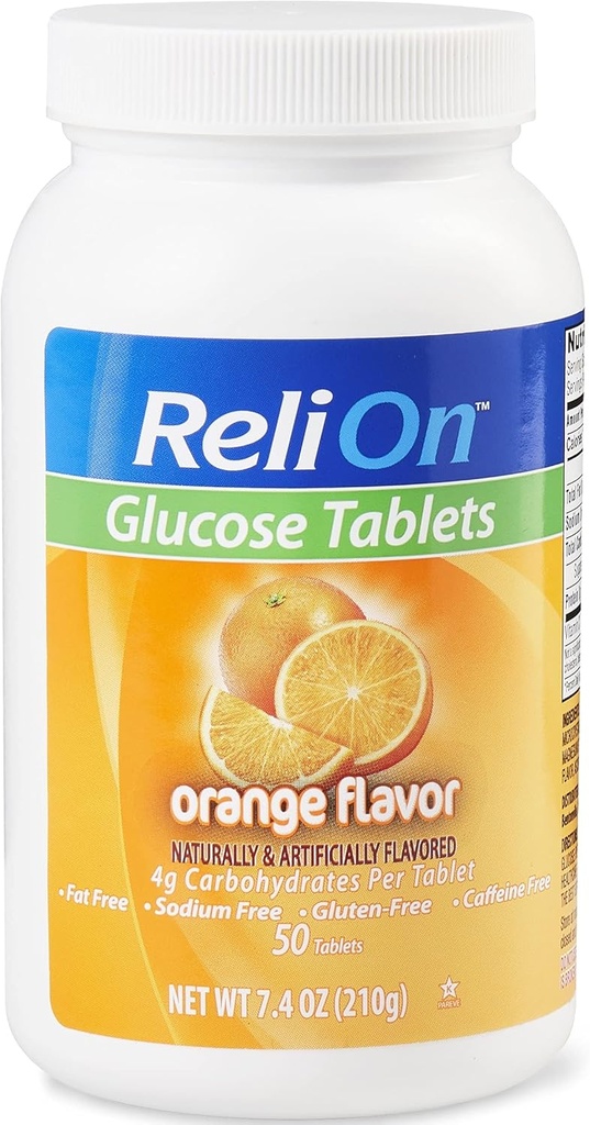 Relion Glucose Tablets - Orange Flavor - 50 Counts