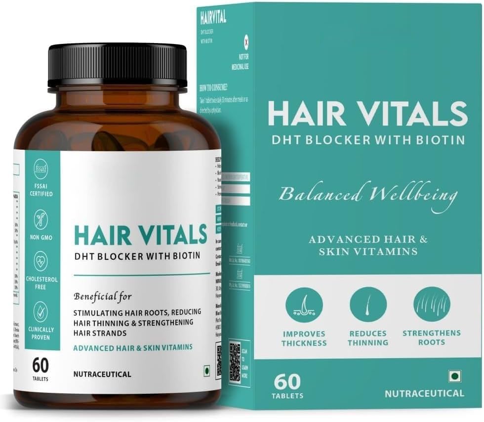 Generic Hair Vitals DHT Blocker with Biotin Tablets- Hair Suppliment with Beta-Sitosterol | Hair Vitamins for Men & Women - 60 Tablets