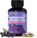 Sambucus Elderberry with Zinc & Vitamin C - 5 in 1 Immune Support Supplement, Non-GMO, 120 Vegetarian Capsules, 2 Months Supply