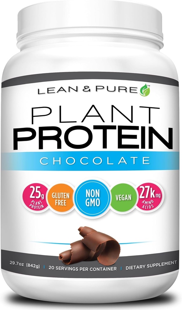 Lean & Pure Plant Protein, 25g of Protein, Non GMO, Vegan, Gluten Free. Low Carb, 842g, Chocolate