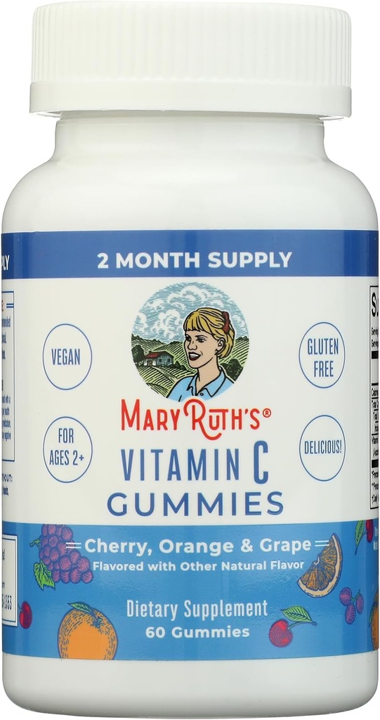MaryRuth Organics Vitamin C Gummies | Supplement for Immune Support & Overall Health | Immune Support Supplement | Vitamin C for Adults & Kids | Vegan | Non-GMO | 60 Servings