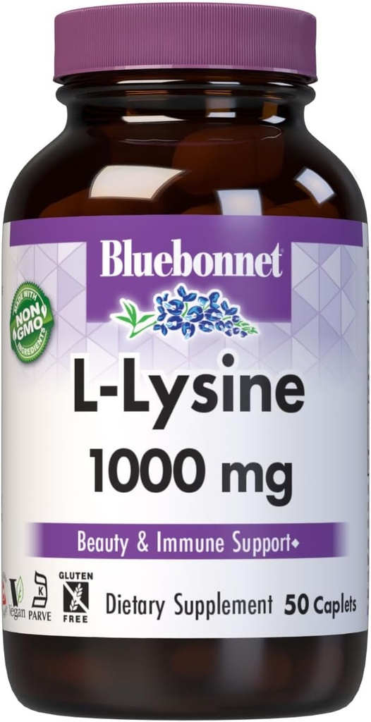 Bluebonnet L-Lysine 1000 mg Caplets, 50 Count