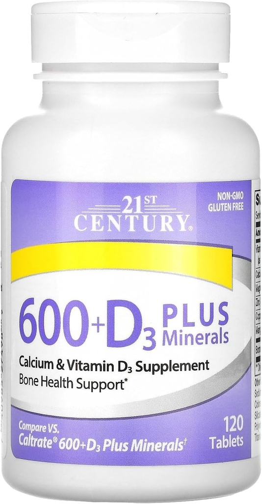 21st Century Calcium 600 Plus D Plus Minerals Caplets, 120Count (27498)
