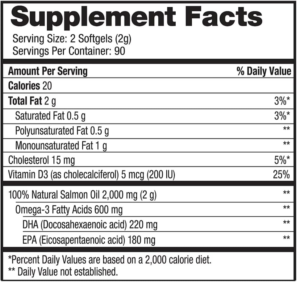 generic Pure Alaska Omega-3 Wild Alaskan Salmon Oil 1000mg Softgels 180-Count
