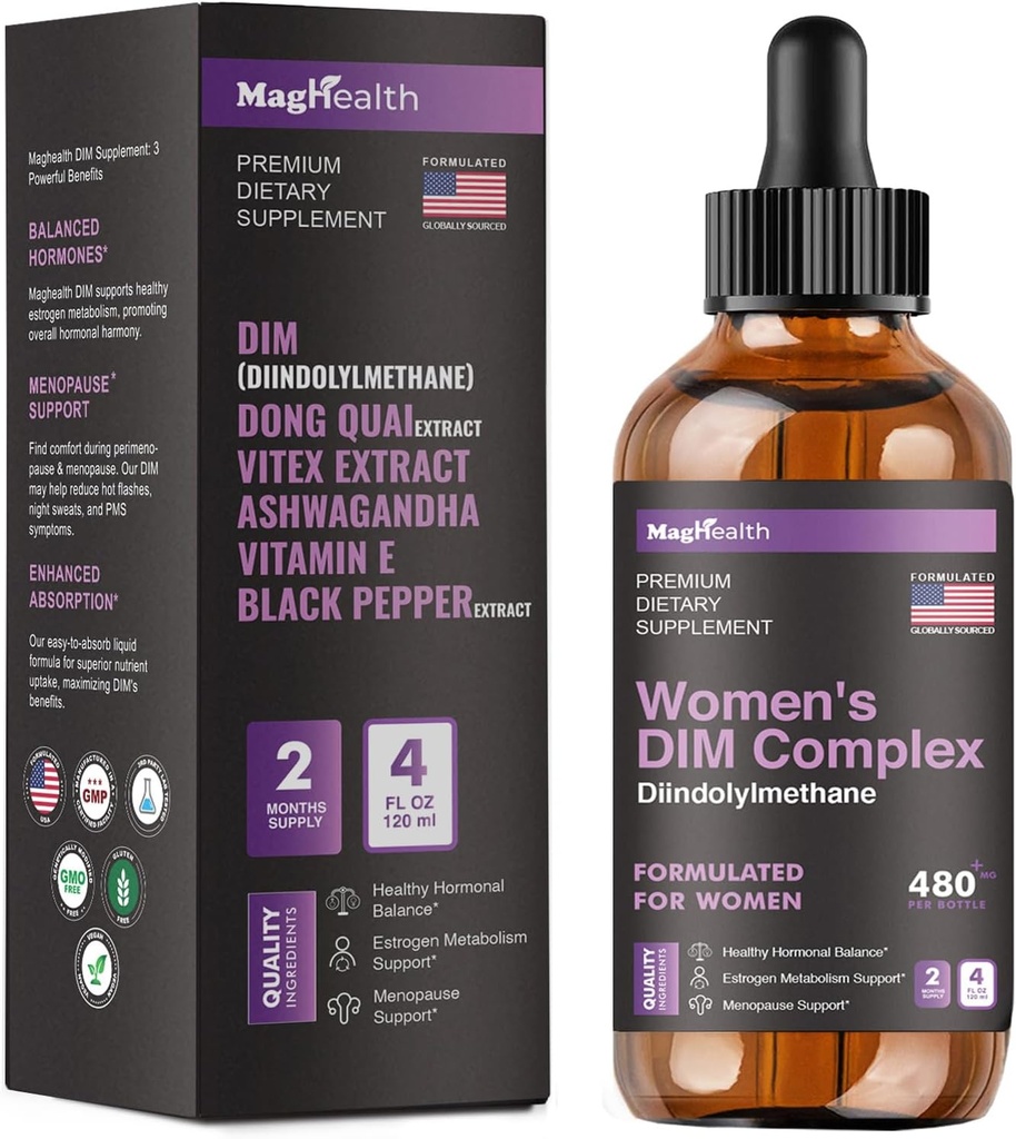DIM Supplement | with Ashwagandha, Dong Quai, Vitex Extracts, 200mg Diindolylmethane - Hormone Balance, Menopause Supplements - PMS & Antioxidant Support - Women and Men | 60 Day Supply