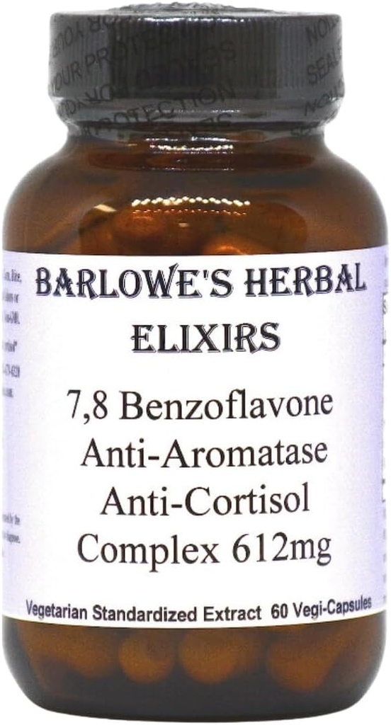 7,8 Benzoflavone | 612mg Per Capsule | 60 Veggie Capsules | Anti Aromatase Anti Cortisol | Hormonal Balance, Cognitive Function, & Heart Health Support | Glass Bottle | Stearate-Free