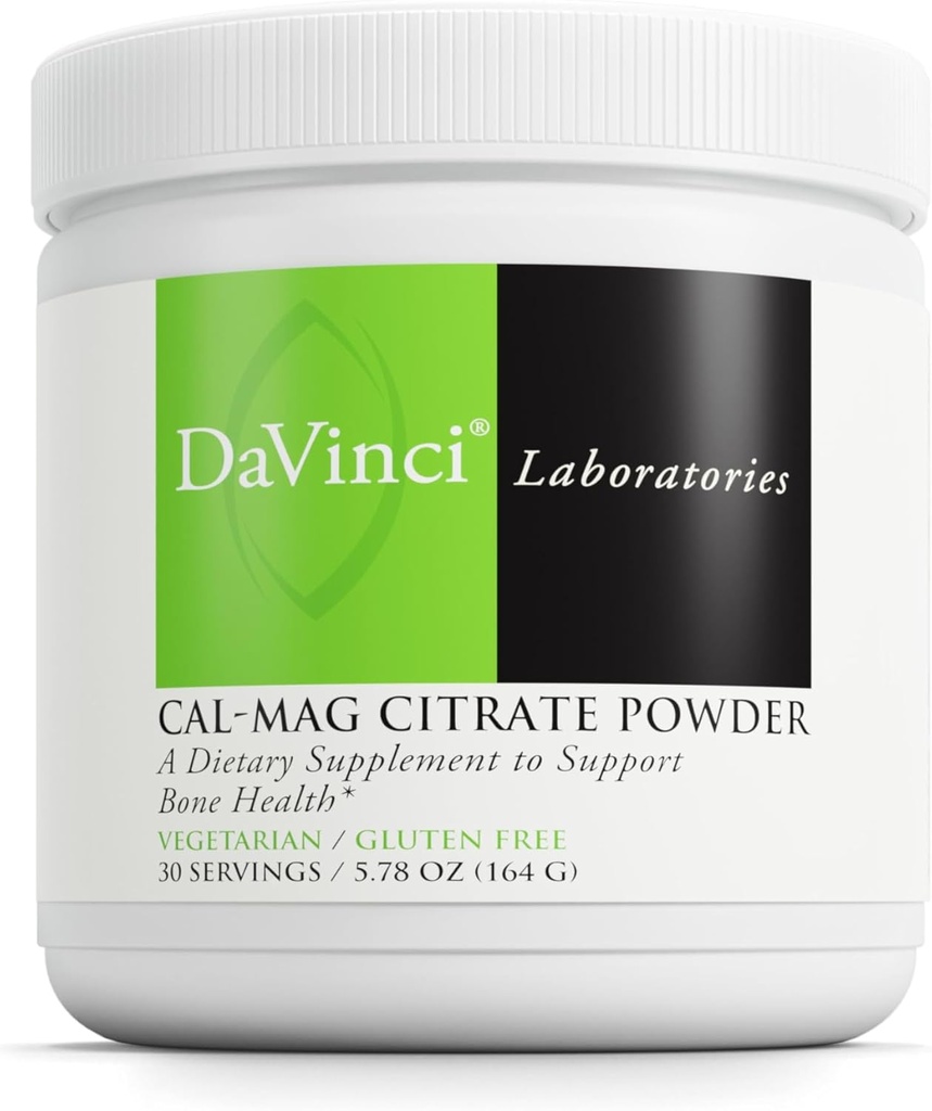 DAVINCI Labs Cal-Mag Citrate Powder - Supports Bone Health* - Dietary Supplement with Vitamin D2, Magnesium & Calcium - Vegetarian - Gluten-Free - 30 Servings