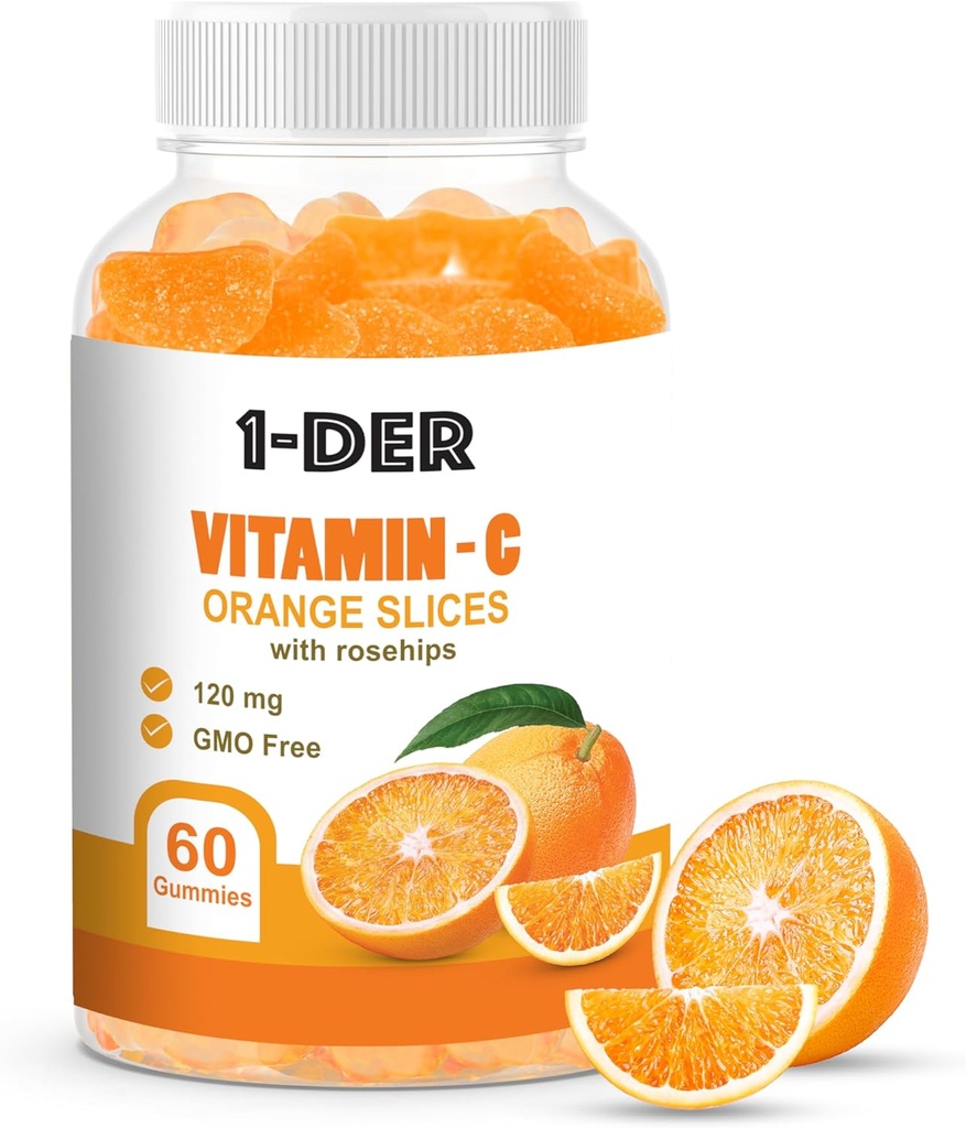 Vitamin C Gummies 120mg - Immune Support Supplement | Orange Flavored Gummies | Boost Energy and Well-Being | Non-GMO, Gluten-Free Daily Health Supplements | 60 Count