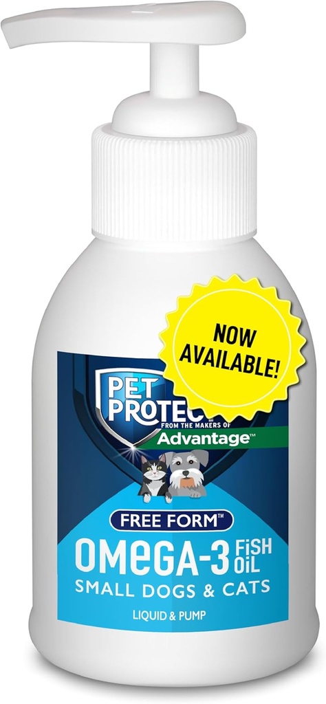 Pet Protect Cat & Small Dog Omega-3 Supplement, Proprietary Free Form Blend, Supports a Normal Inflammatory Response, Liquid Pump, 4-oz.