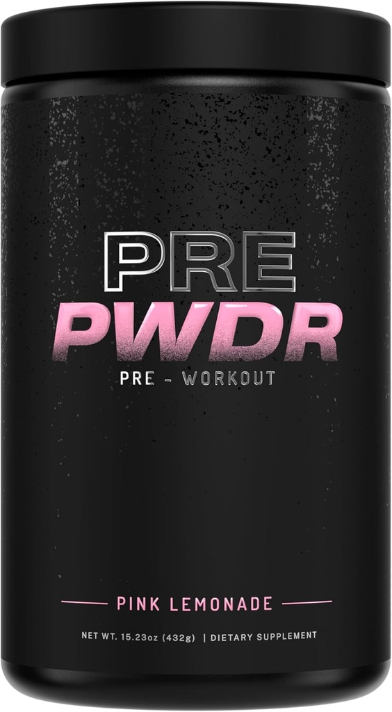PWDRS Pre-Workout Powder, All Natural Pre Workout for Energy, Pump, Endurance & Strength, with Caffeine (Pink Lemonade)