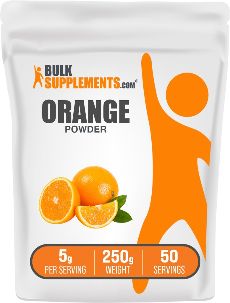 BulkSupplements.com Orange Powder - Orange Fruit Powder, Nutrient-Rich Flavoring - Gluten Free, 5g per Serving, 250g (8.8 oz) (Pack of 1)