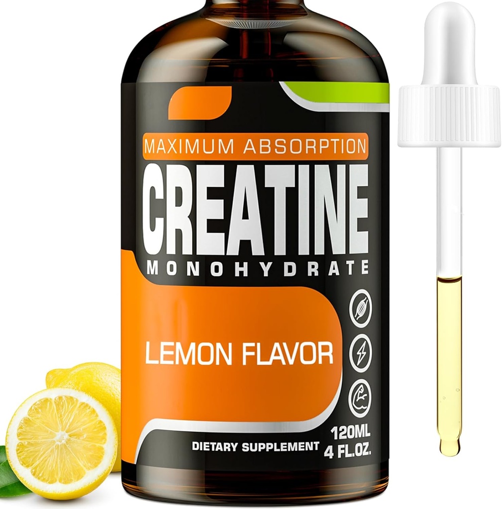 Creatine Monohydrate, Liquid Creatine for Muscle Mass, Strength, Glute, Booty & Endurance - Creatine for Women and Men with Hydrolyzed Collagen & Trehalose - 120 ml Creatine HCl (Lemon Flavor)