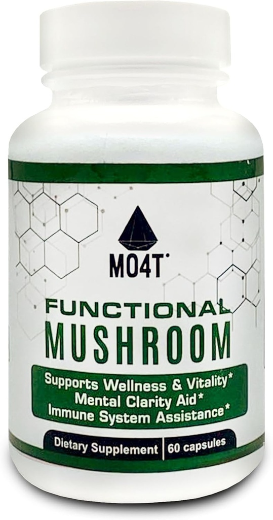 Functional Mushroom Shiitake, Lions Mane, Maitake, Chaga- Vitality, Clarity & Immune Assistance - 60 Capsules