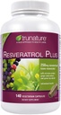 TruNature Resveratrol Plus, 250 Milligram Standardized Trans-Resveratrol 140 Vegetarian Capsules