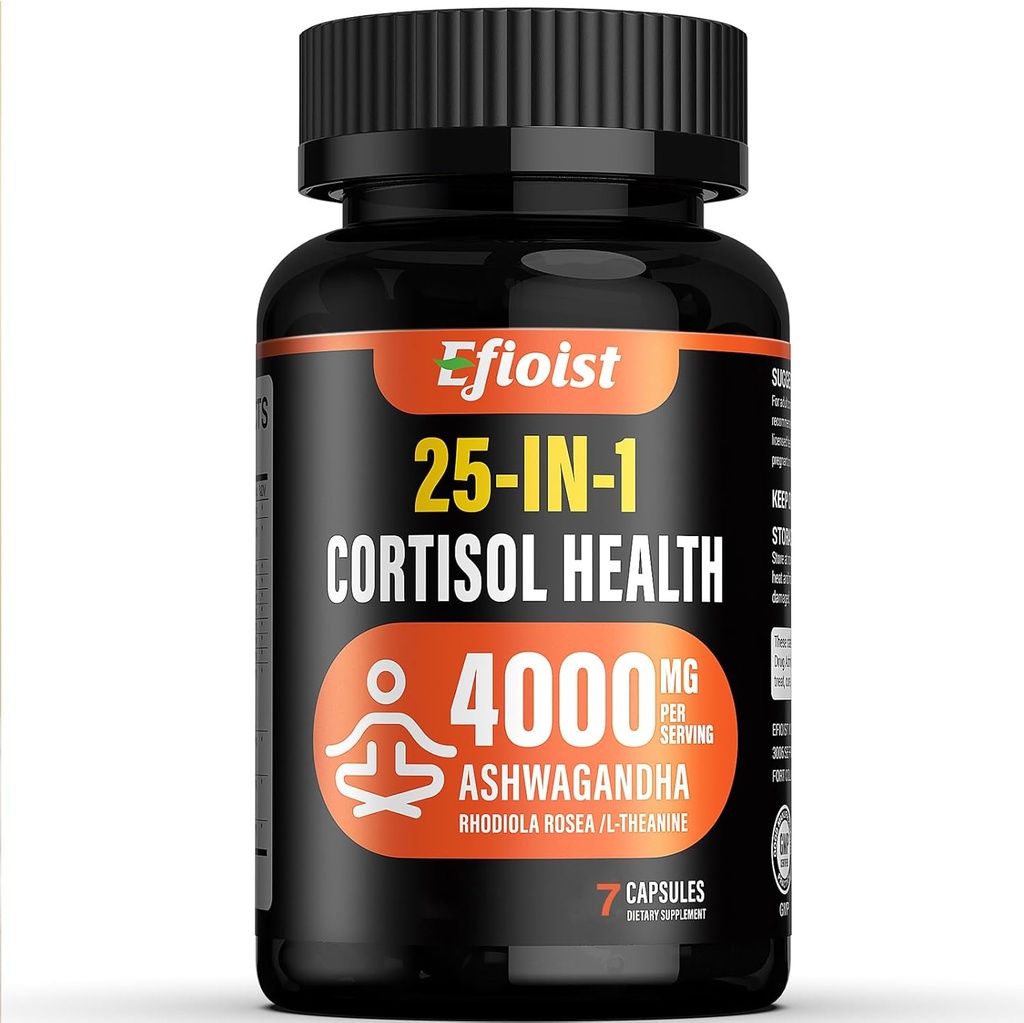 Cortisol Health Supplement, 25-in-1 Cortisol Reducer for Women & Men, Cortisol Supplements for with Ashwagandha, Rhodiola Rosea, L-Theanine, 7 Capsules